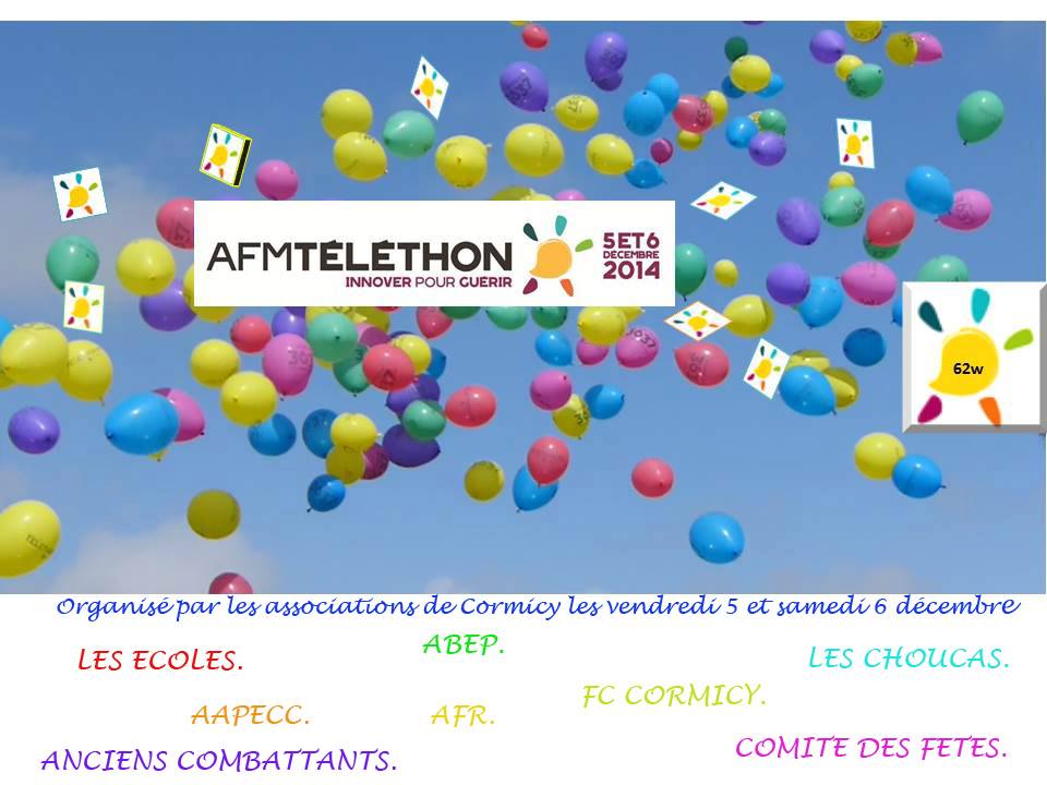 Téléthon des associations de cormicy 5 et 6 Décembre 2014
